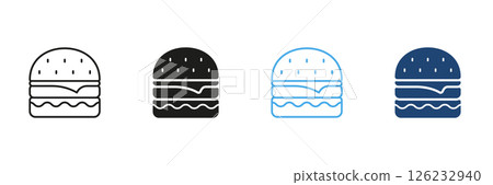 Fast Food Burger Line and Solid Icon Set. Cheeseburger and Sandwich Symbol Collection. Isolated Vector Illustration Fast Food Burger Line and Solid Icon Set. Cheeseburger and Sandwich Symbol Collection. Isolated Vector Illustration 126232940