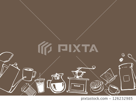 Coffee cafe background frame line drawing illustration Coffee cafe background frame line drawing illustration 126232985