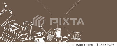 Coffee cafe background frame horizontal line drawing illustration 126232986