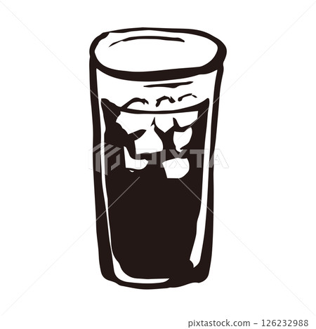 Iced coffee, coffee, cafe, line drawing, illustration 126232988