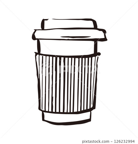 Takeout hot coffee coffee cafe line drawing illustration 126232994