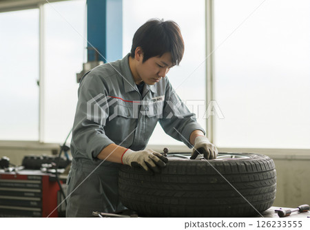 A young mechanic's daily routine 126233555