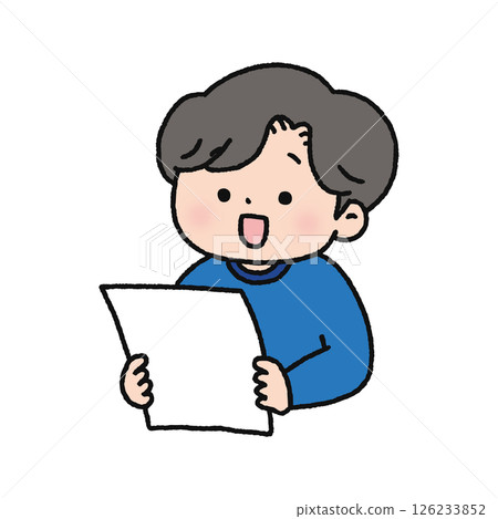 男孩讀一張印刷品 126233852