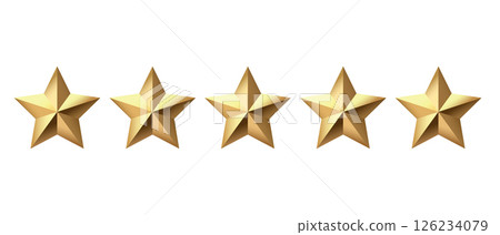 Five golden stars isolated on black background. Rating stars icon. white background Five golden stars isolated on black background. Rating stars icon. white background 126234079