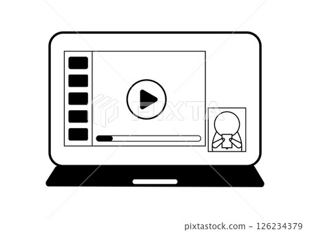 Businessman monitor computer meeting illustration video playback 126234379