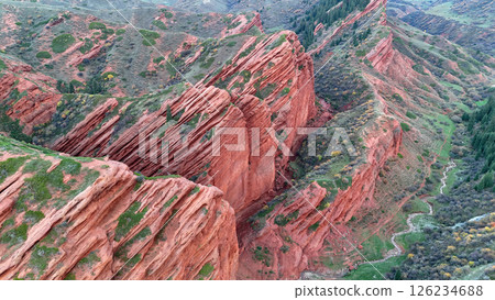 Jeti Oguz canyon or Seven Bulls Rocks in Issyk-Kul Region, Kyrgyzstan Jeti Oguz canyon or Seven Bulls Rocks in Issyk-Kul Region, Kyrgyzstan 126234688