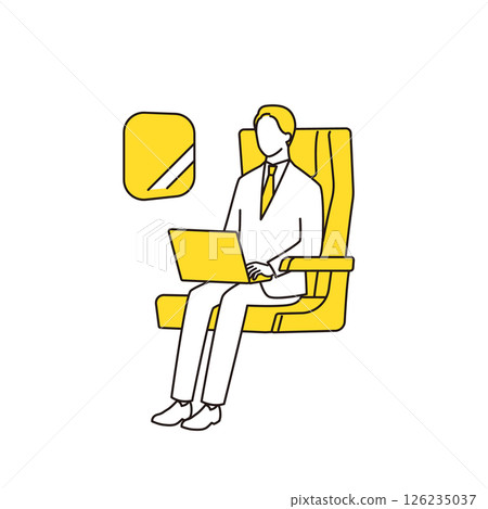 坐在火車或飛機座位上操作筆記型電腦的商人 126235037
