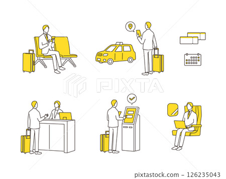 一組使用交通服務進行商務旅行的商人 126235043