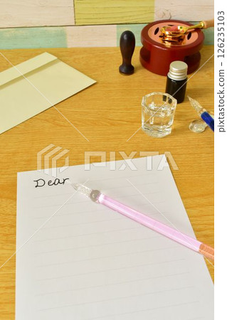 Letter and glass pen Letter and glass pen 126235103