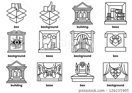 Set of illustrations in the concept of business background and objects in line style Set of illustrations in the concept of business background and objects in line style 126235905