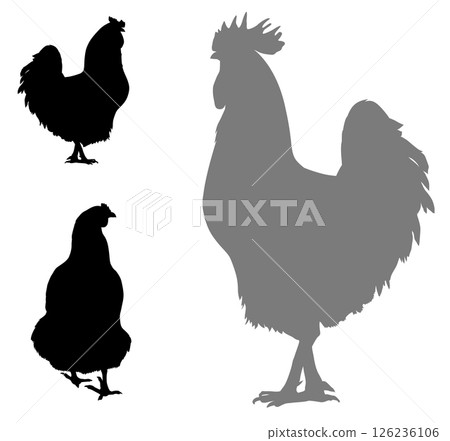 Rooster silhouettes. Farm animals. 126236106