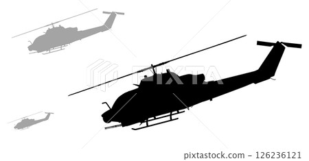 Military helicopters flying vector silhouettes 126236121