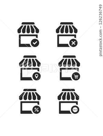 Shop icons set stock illustration 126236749