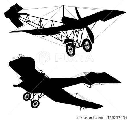 Vector biplanes silhouettes Vector biplanes silhouettes 126237464