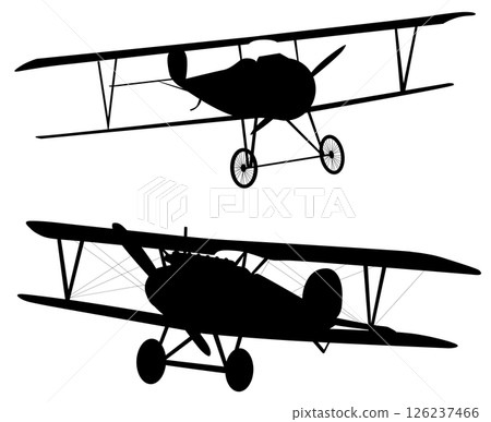 Vector biplanes silhouettes Vector biplanes silhouettes 126237466