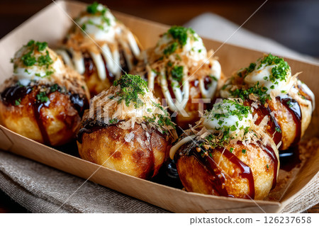 Freshly made takoyaki street food 126237658