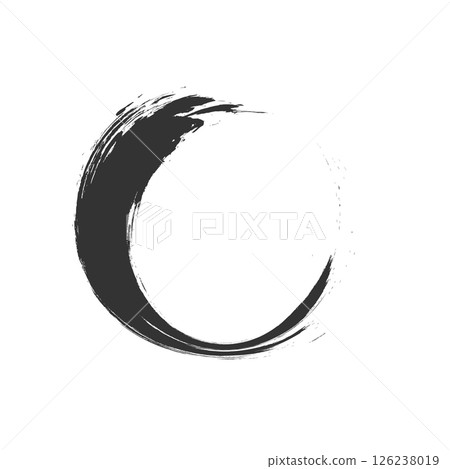 Simple round brush-style illustration material, ink black, transparent white background 126238019