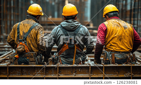 Men working at a construction site: Generative AI Men working at a construction site: Generative AI 126238081