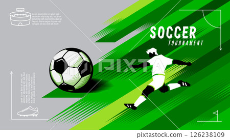 Dynamic vector illustration of a soccer player kicking a ball during a tournament. Dynamic vector illustration of a soccer player kicking a ball during a tournament. 126238109