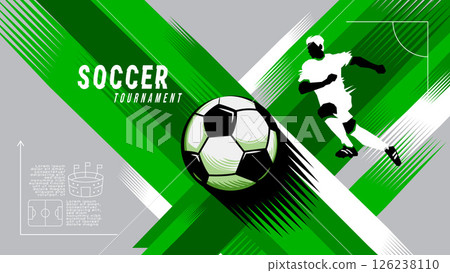 Dynamic vector illustration of a soccer player kicking a ball during a tournament. Dynamic vector illustration of a soccer player kicking a ball during a tournament. 126238110