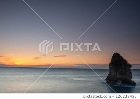 Futatsujima Island floating in the winter sunrise, a tourist attraction on Isohara Coast in Ibaraki Prefecture 126238453