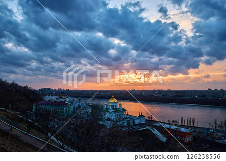 Stunning Winter Sunset Over Annunciation Monastery, Nizhny Novgorod 126238556