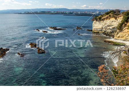 從福島縣磐城市汐見台欣賞三浦公園海岸線的壯麗冬季景色 從福島縣磐城市汐見台欣賞三浦公園海岸線的壯麗冬季景色 126238697
