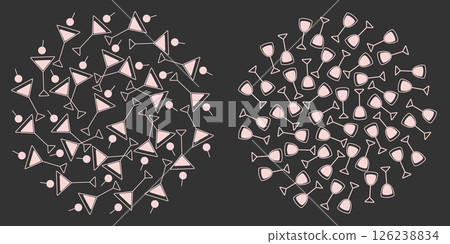 Martini glasses with cherry and Shot glasses shaped Circular Backdrops Set Greeting Bartenders Day Martini glasses with cherry and Shot glasses shaped Circular Backdrops Set Greeting Bartenders Day 126238834