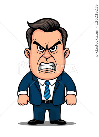 Illustration of an angry man in a suit on a white background 126239219