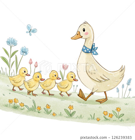 Cute animals, children's book style  White Background 126239383