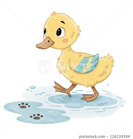 Cute animals, children's book style  White Background 126239384