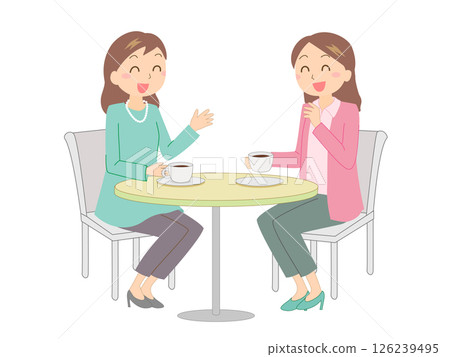 兩個女人在咖啡館聊天 兩個女人在咖啡館聊天 126239495