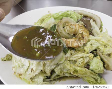 Street foods of Thailand fresh cooking in asian kitchen Street foods of Thailand fresh cooking in asian kitchen 126239872