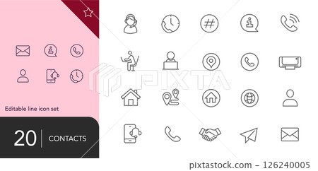 Office icons. Office. Work. A set of editable icons. 50 pieces. Linear style. Vector image 126240005