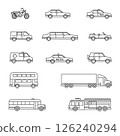 car vehicle outline design icon set 126240294
