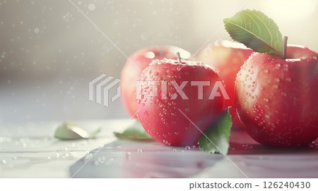 Apple fruit closeup with soft light background Apple fruit closeup with soft light background 126240430
