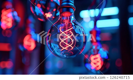 Glow lighter bulb meticulously forming dark background home interior 126240715