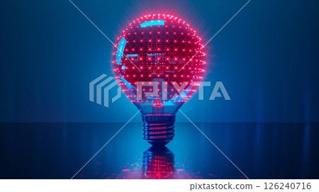 Glow lighter bulb meticulously forming dark background home interior 126240716