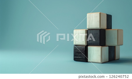 Black and white wooden block toys kids for education play game at home 126240752