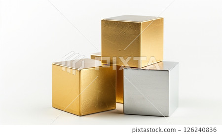 Gold and silver block stack toys kids for education play game at home 126240836
