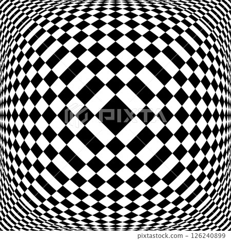 Checked Black and White Pattern. 3D Illusion. Convex Textured Background. Checked Black and White Pattern. 3D Illusion. Convex Textured Background. 126240899