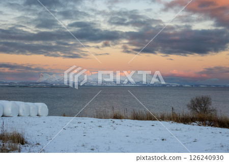 Sunrise in landscape with snow, Harstad, Norway Sunrise in landscape with snow, Harstad, Norway 126240930