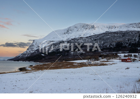 Landscape with snow, Harstad, Norway 126240932