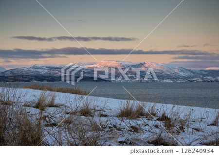 Sunrise in landscape with snow, Harstad, Norway Sunrise in landscape with snow, Harstad, Norway 126240934