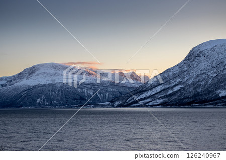 Landscape with mountains with snow, Harstad, Norway Landscape with mountains with snow, Harstad, Norway 126240967