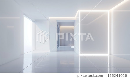 Modern minimalism interior white theme with light long lamps luxury architecture Modern minimalism interior white theme with light long lamps luxury architecture 126241026