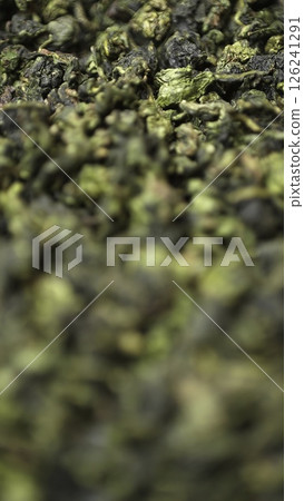 A Captivating CloseUp View of the Beautifully Dried Oolong Tea Leaves Just Before Brewing Them. Media 126241291