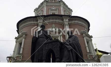 Monument to saints cyril and methodius at the novodevichy convent in Moscow. Action 126241305