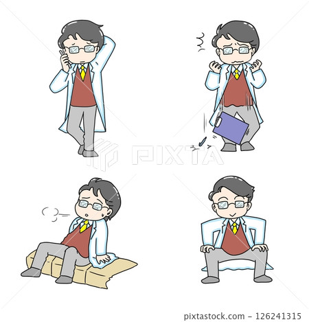 描繪男性研究員日常生活的插圖 描繪男性研究員日常生活的插圖 126241315
