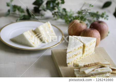 Freshly made egg sandwiches in a bright kitchen Freshly made egg sandwiches in a bright kitchen 126241660
